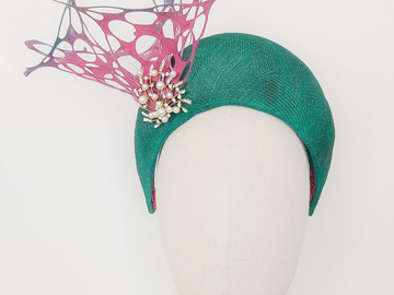 For Sale: Spring Eternal-Green Sinamay Halo Crown
