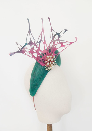 Spring Eternal-Green Sinamay Halo Crown