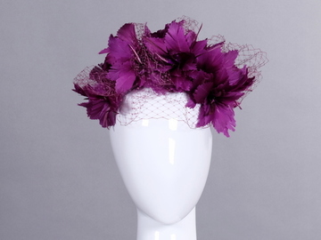 For Sale: Magenta Feather FlowerHeadband
