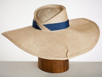 For Sale: Gatsby: Wide Brim Free Form Sculpted Straw Hat 
