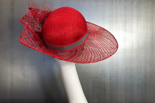 Red Bias Brim Hat