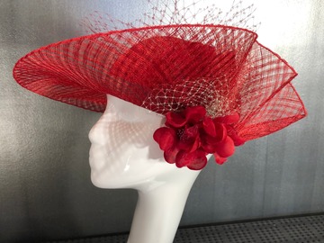 For Sale: Red Bias Brim Hat