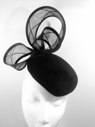 Black Fur Felt with Sculptural Trim