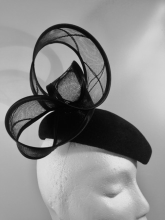 Black Fur Felt with Sculptural Trim