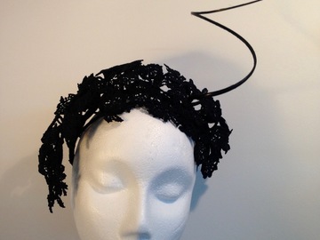 For Sale: Black Guipure Couture Headress