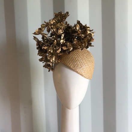 Gold and straw fascinator 