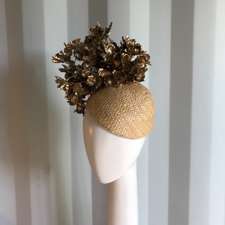 Gold and straw fascinator 