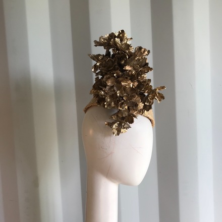 Gold and straw fascinator 