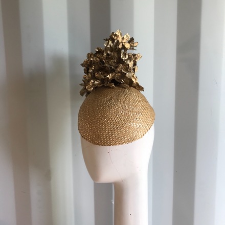 Gold and straw fascinator 