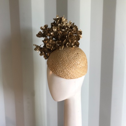 Gold and straw fascinator 