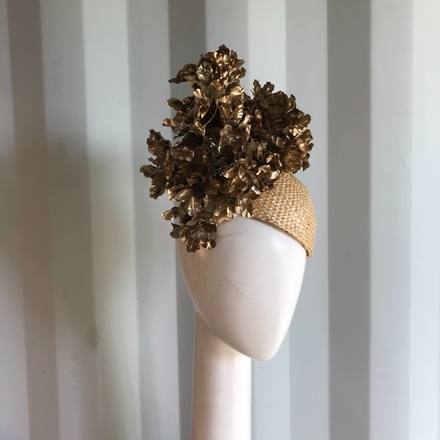 Gold and straw fascinator 