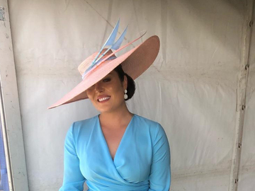 For Rent: Pale pink and blue hat 