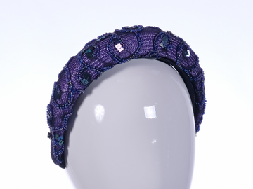 For Sale: Purple Beaded Lace Headband