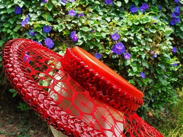For Sale: Beautiful red leather and lace boater hat