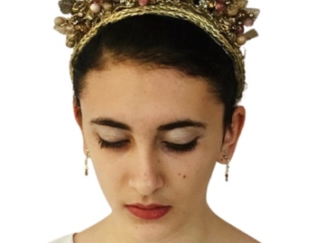 For Sale: Gold Beaded Halo Crown 