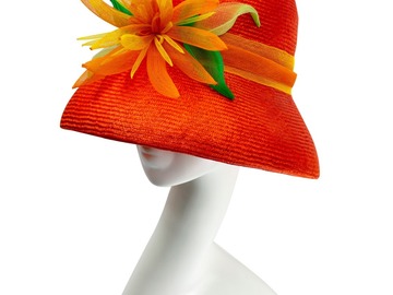 For Sale: SUNSHINE DAYDREAM - Orange Bucket Hat with Crinoline Detail