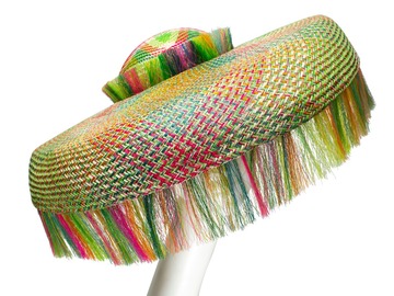 For Sale: SUMMER - Multicolor Crinoline Fringed Buntal Hat
