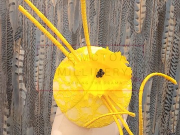 For Sale: Yellow 3d Disc Fascinator