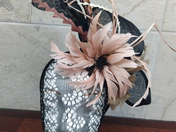 For Sale: Pink and Black feather fascinator