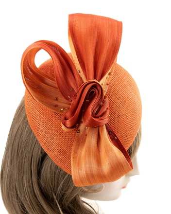 Orange Sinamay / Silk Abaca Fascinator