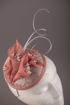 Dusky pink and silver Lily Headpiece.