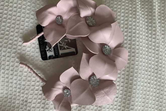 Munroe Millinery pink Lily leather headband crown BNWT