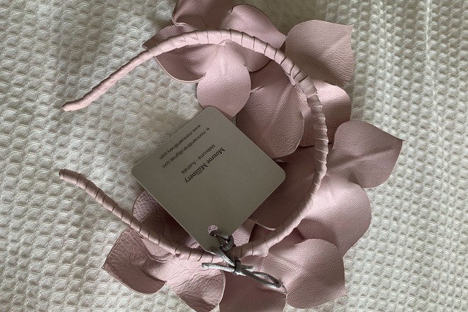 Munroe Millinery pink Lily leather headband crown BNWT
