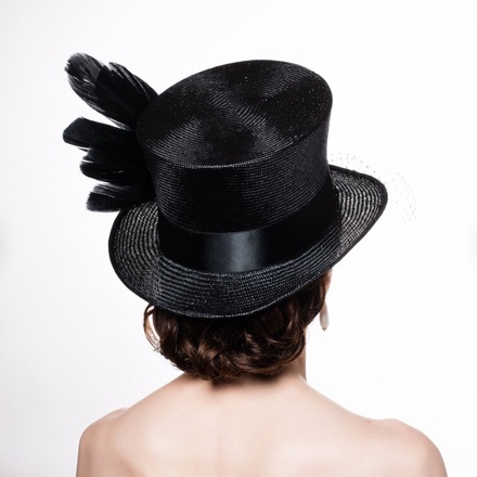 Stella ~ Black Parasisal Top Hat with 