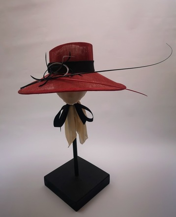 RONIN- Red sinamay wide brimmed hat