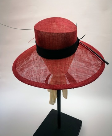 RONIN- Red sinamay wide brimmed hat
