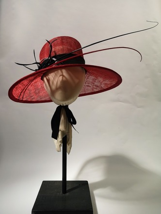 RONIN- Red sinamay wide brimmed hat