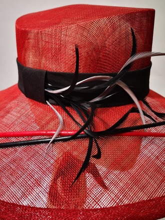 RONIN- Red sinamay wide brimmed hat