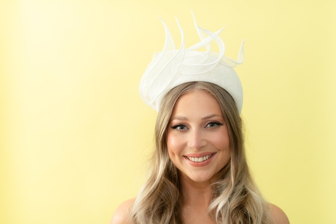 Sinamay Halo with rolled edge petal trim