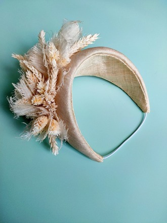 Silk Abaca Halo, with dried flower detail