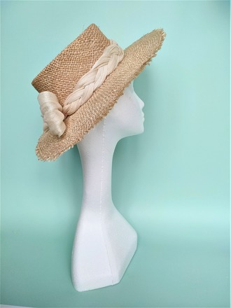 Straw wide brim hat with Silk Abaca detail