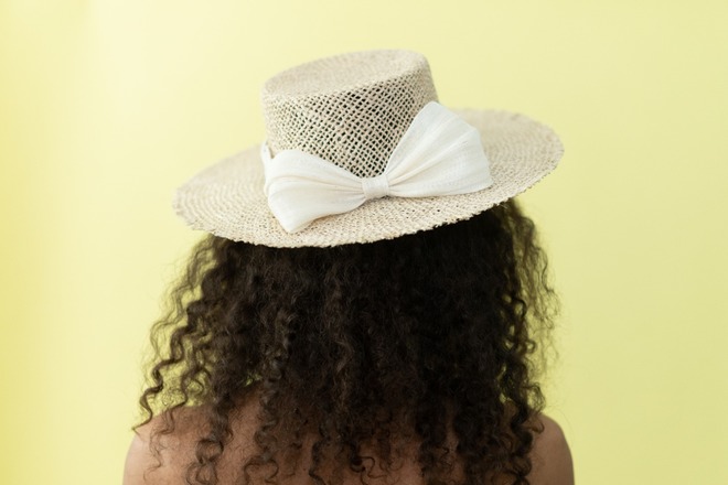 Straw wide brim hat with Silk Abaca detail