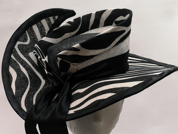 For Sale: SAMARI -  Monochrome zebra sinamay hat 
