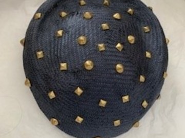For Sale: Nerida Winter - CUSTOM ONE OF A KIND - Navy Studded Pillbox
