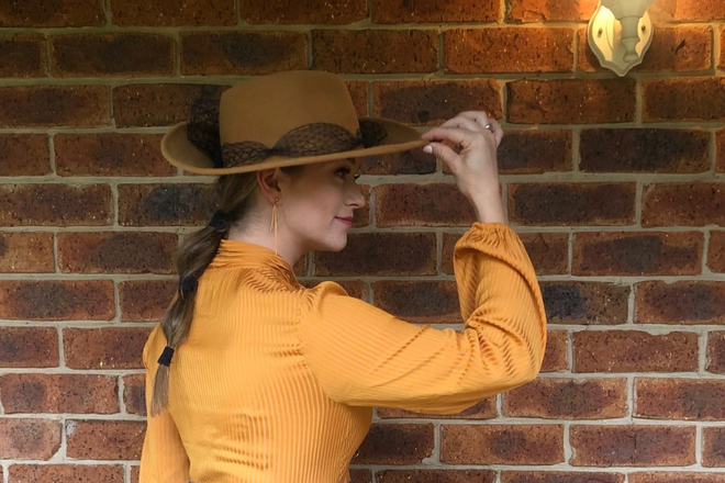 Mustard felt boater - Millinery Market