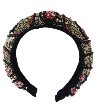 Black Beaded Headband 