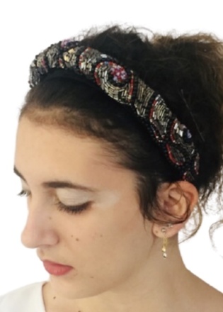 Black Beaded Headband 