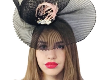 For Sale: Black Crinoline Freeform Hat 
