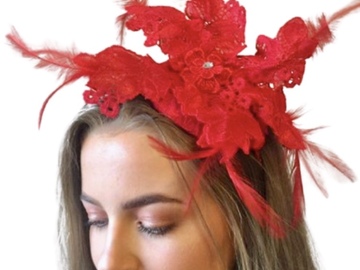 For Sale: Red Lace Headpiece 