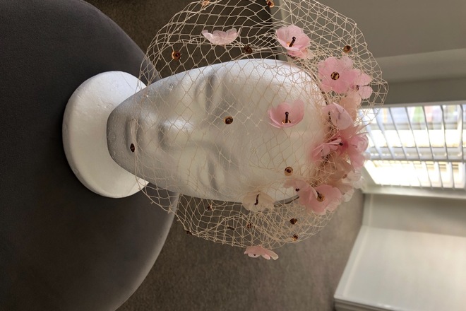 Reny Kestel Soft Pink Floral Veil