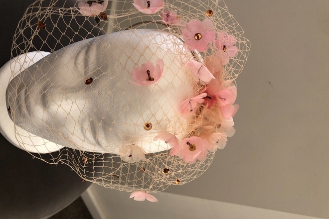 Reny Kestel Soft Pink Floral Veil