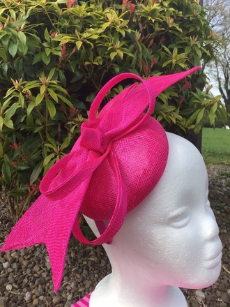 Cerise pink Sinamay Fascinator 