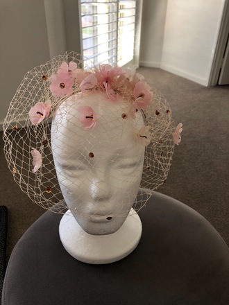 Reny Kestel Soft Pink Floral Veil