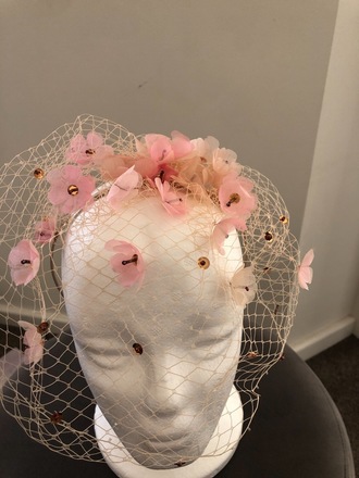 Reny Kestel Soft Pink Floral Veil