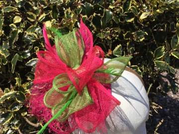 For Sale: Pink and green Fascinator 