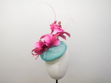 For Sale: Aqua and pink orchid pillbox